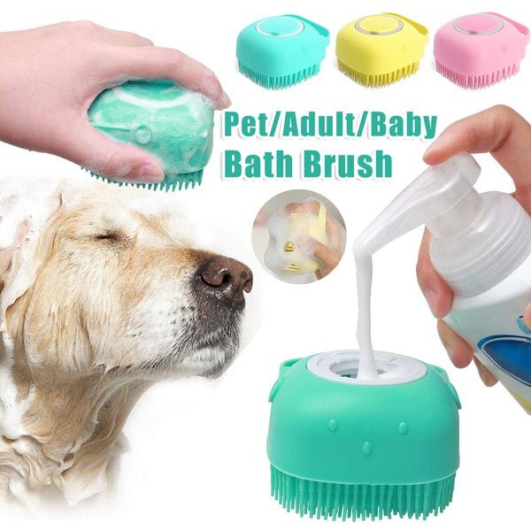 Silicone Dog Bath Massage Gloves Brush Pet Cat Bathroom Cleaning Tool Comb Brush For Dog Can Pour Shampoo Dog Grooming Supplies - Pawlium